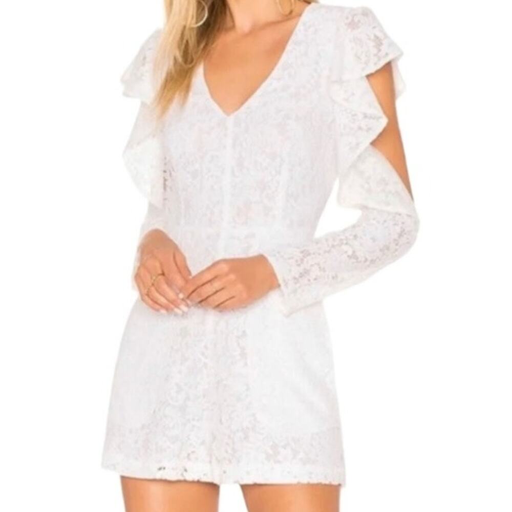 BCBGmaxazria Calixta long sleeve white lace romper bridal NWT size 2